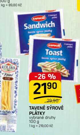 TAVENÉ SÝROVÉ PLÁTKY vybrané druhy 100 g 