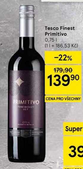 Tesco Finest Primitivo, 0.75 l