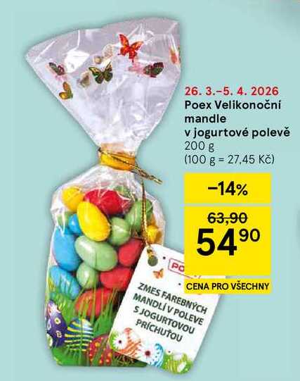 Poex Velikonoční mandle v jogurtové polevě, 200 g  