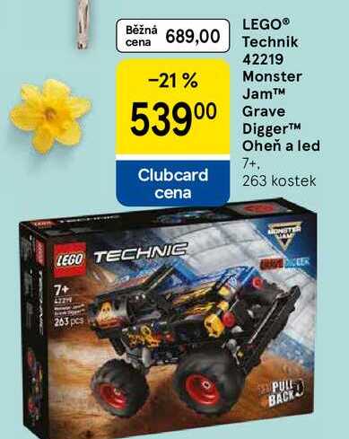 LEGO® Technik 42219 Monster Jam™ Grave Digger™ Oheň a led 7+, 263 kostek  