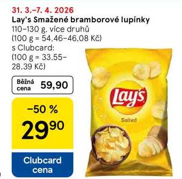 Lay's Smažené bramborové lupínky, 110-130 g 