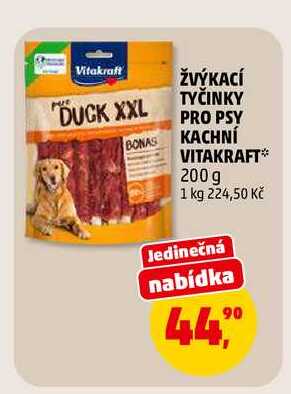 ŽVÝKACÍ TYČINKY PRO PSY KACHNÍ VITAKRAFT, 200 g 