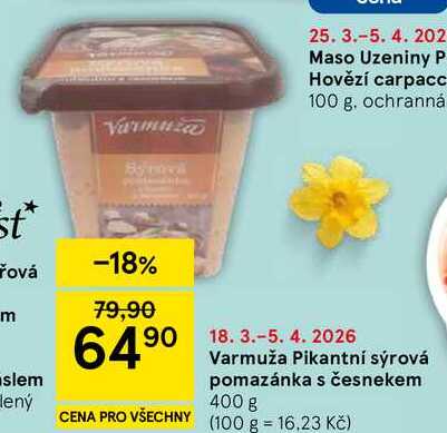 Varmuža Pikantní sýrová pomazánka s česnekem, 400 g 