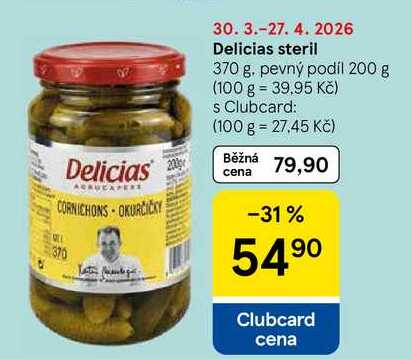 Delicias steril, 370 g. pevný podíl 200 g