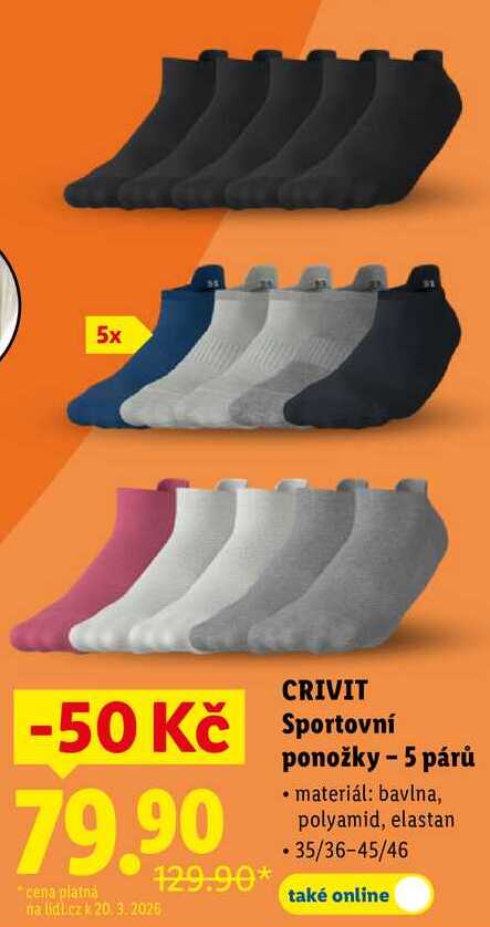 CRIVIT Sportovní ponožky - 5 párů
