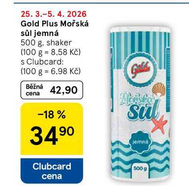 Gold Plus Mořská sůl jemná, 500 g, shaker 