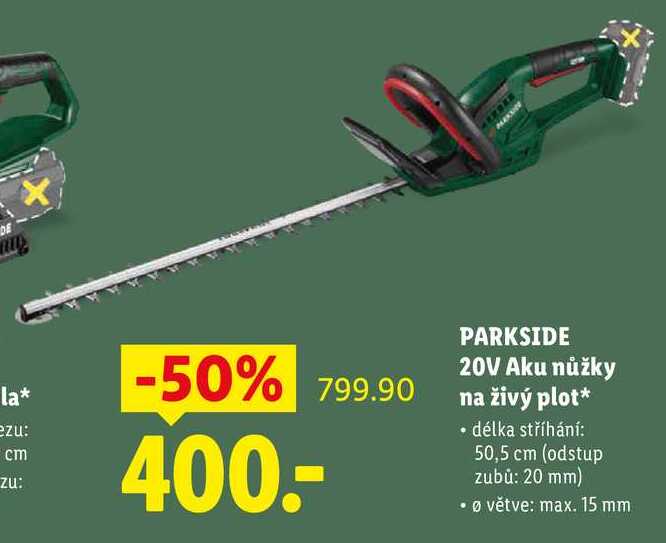 PARKSIDE 20V Aku nůžky na živý plot