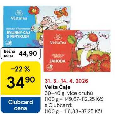 Velta Čaje, 30-40 g, více druhů 