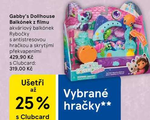 Gabby's Dollhouse Balkónek z filmu, akváriový balkónek Rybočky s antistresovou hračkou a skrytými překvapeními  