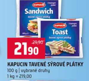 KAPUCIN TAVENÉ SÝROVÉ PLÁTKY 100 g vybrané druhy 