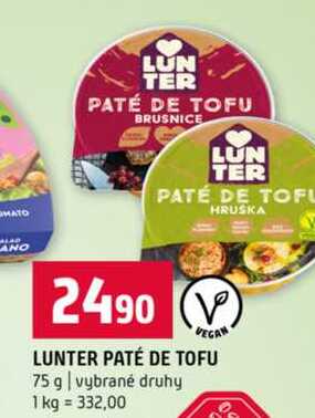 LUNTER PATÉ DE TOFU 75 g vybrané druhy