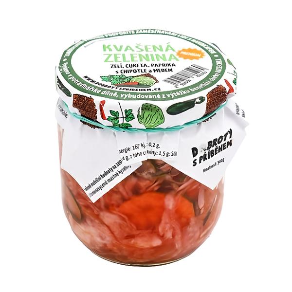 Dobroty s příběhem Kvašená zelenina - zelí, cuketa, paprika s chipotle a medem