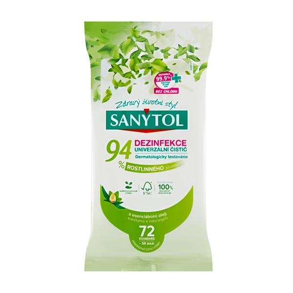 Sanytol Dezinfekční jednorázové čisticí ubrousky s vůní Eukalyptu a Máty