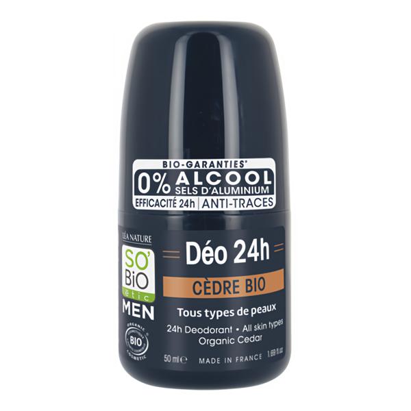 SO’BiO étic Deodorant roll-on 24h MEN BIO, cedr