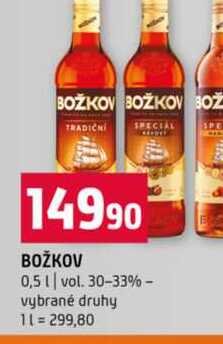 BOŽKOV 0,5l vol. 30-33% vybrané druhy 