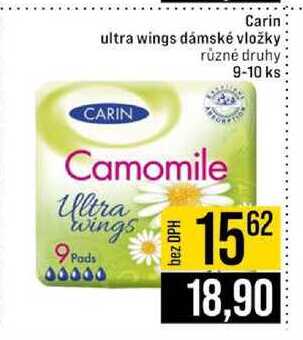 Carin ultra wings dámské vložky různé druhy 9-10 ks 