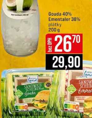 Gouda 40% Ementaler 38% platky 200 g
