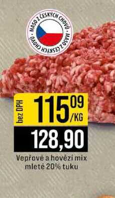 Vepřové a hovězí mix mleté 20% tuku 1kg