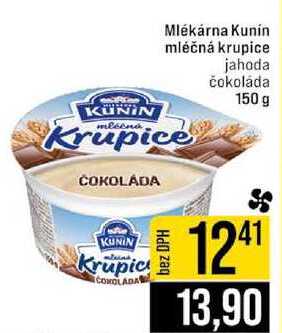 Mlékárna Kunín mléčná krupice jahoda čokoláda 150 g 