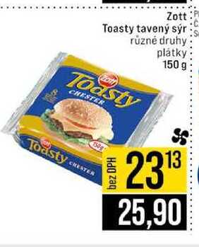 Zott Toasty tavený sýr různé druhy plátky 150 g