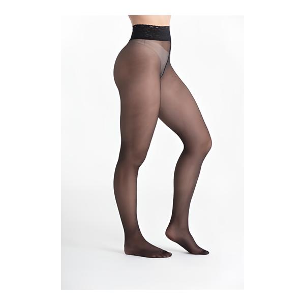 Nadotec s krajkovým pásem | KRÁSY | vel. 2S | černá | 30 DEN