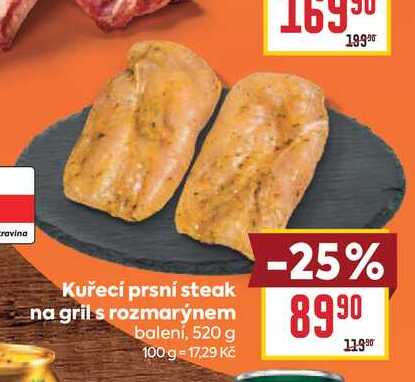 Kuřecí prsní steak na gril s rozmarýnem balení, 520 g 