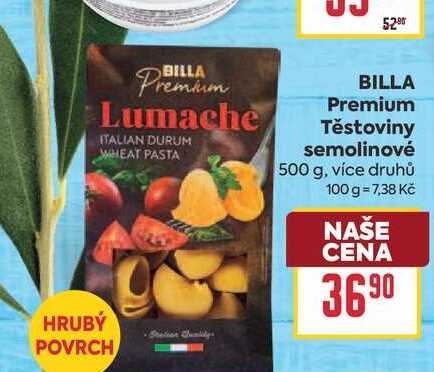 BILLA Premium Těstoviny semolinové 500 g