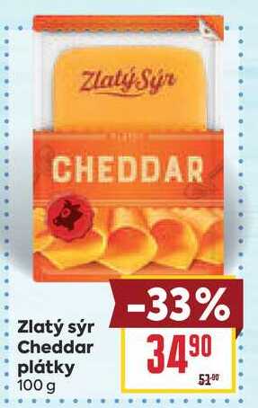 Zlatý sýr Cheddar plátky 100 g