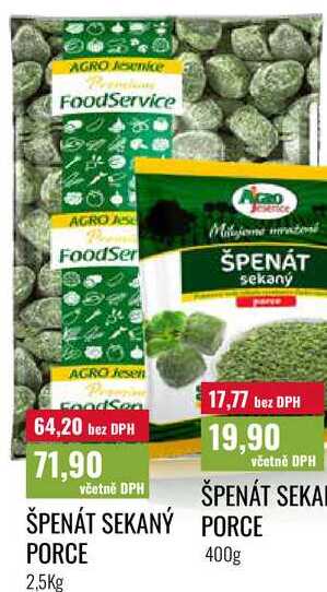 ŠPENÁT SEKANÝ PORCE 2,5kg