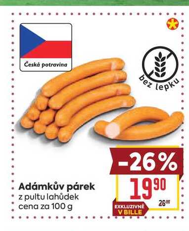 Adámkův párek z pultu lahůdek cena za 100 g