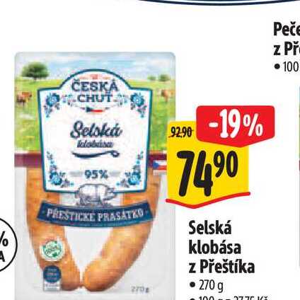 Selská klobása z Přeštíka 270 g