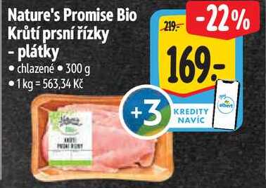 Nature's Promise Bio Krůtí prsní řízky - plátky, 300 g