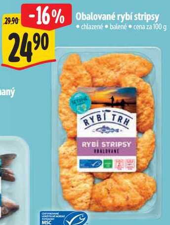 Obalované rybí stripsy, cena za 100 g