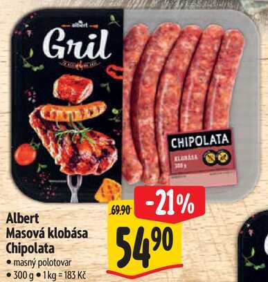 Albert Masová klobása Chipolata, 300 g