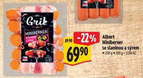 Albert Miniberner se slaninou a sýrem, 250 g