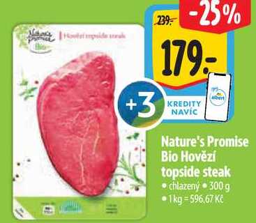 Nature's Promise Bio Hovězí topside steak, 300 g
