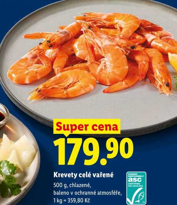 Krevety celé vařené, 500 g