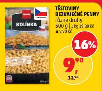 TĚSTOVINY BEZVAJEČNÉ PENNY, 500 g