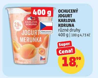 OCHUCENÝ JOGURT KARLOVA KORUNA, 400 g