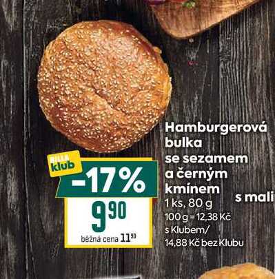 Hamburgerová bulka se sezamem a černým kmínem 1 ks, 80 g