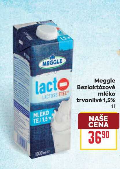 Meggle Bezlaktózové mléko trvanlivé 1,5% 1l