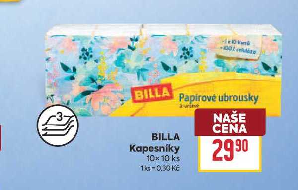 BILLA Kapesníky 10×10 ks