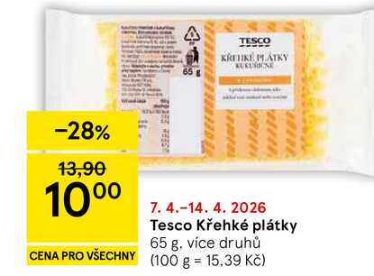 Tesco Křehké plátky, 65 g, více druhů 