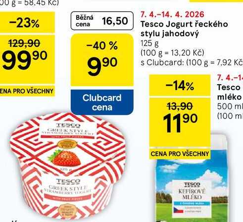 Tesco Jogurt řeckého stylu jahodový, 125 g 