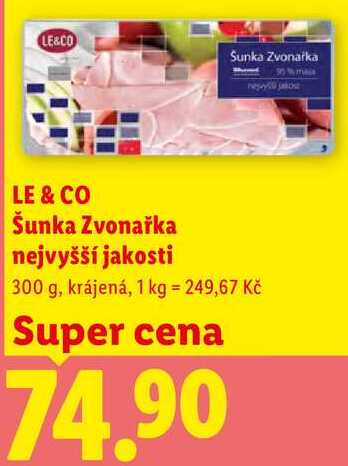 LE & CO Šunka Zvonařka nejvyšší jakosti, 300 g