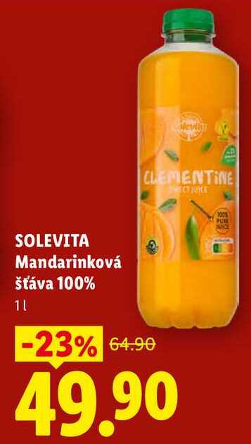 SOLEVITA Mandarinková šťáva 100%, 1 l
