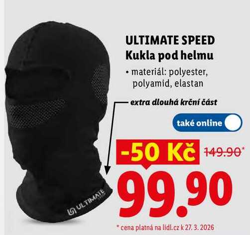 ULTIMATE SPEED Kukla pod helmu 