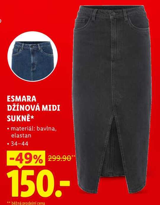 ESMARA DŽÍNOVÁ MIDI SUKNĚ