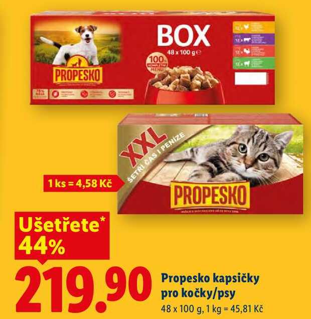 Propesko kapsičky pro kočky/psy, 48x 100 g