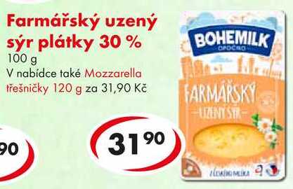 Farmářský uzený sýr plátky 30%, 100 g 